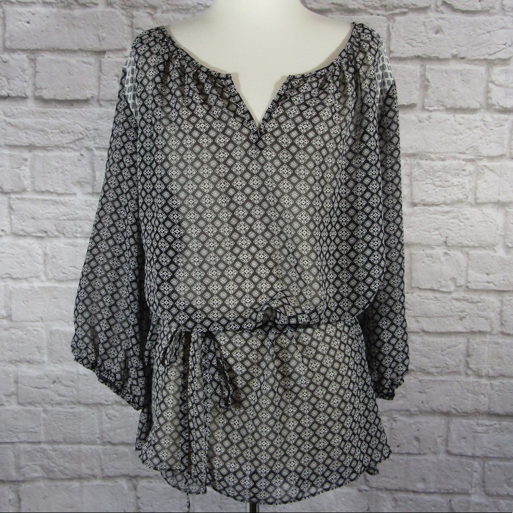 Alyx Woman sheer tie waist black & white tunic